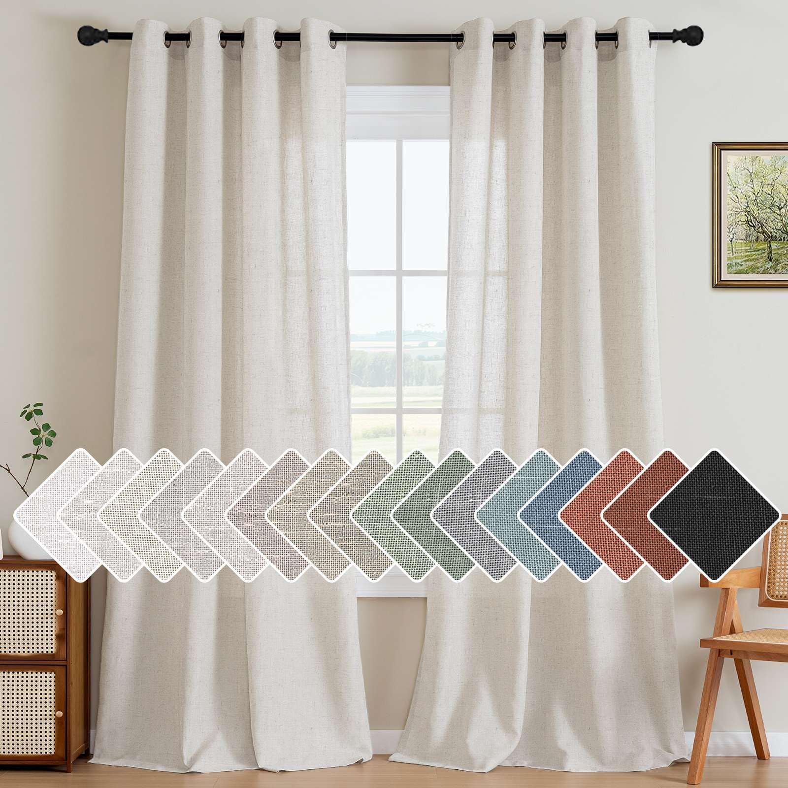 Amazon.com: H.VERSAILTEX Natural Linen Grommet Curtains 84 Inch
